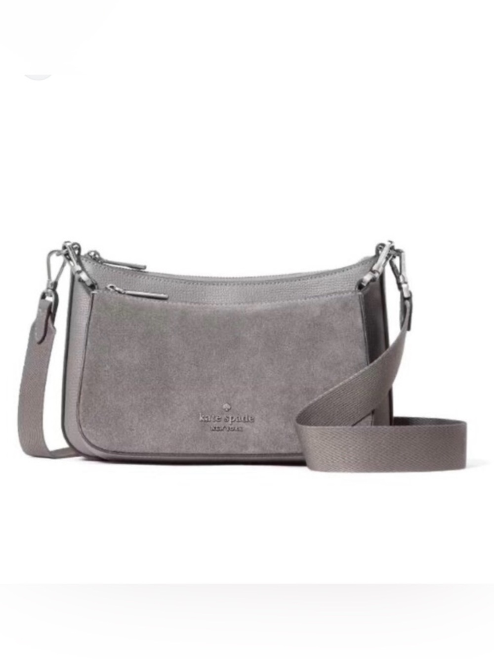Kate Spade Duet Suede Small Crossbody | Hare Grey | Style KM147